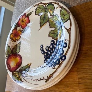 Pier 1 New Harvest 10 1/4” Dinner Plate FRUIT LEAVES CREAM RARE SET OF 3